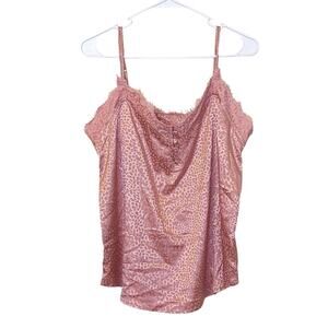 Entro Size Large Blouse Animal Print Pink Tank Blouse Polyester Shiny Metallic
